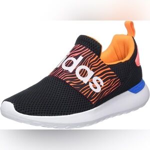 size 7 Youth Adidas Kids Black and Orange Slip-On Sneakers